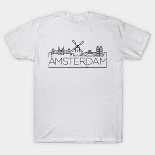 Amsterdam Skyline Line Art T-Shirt